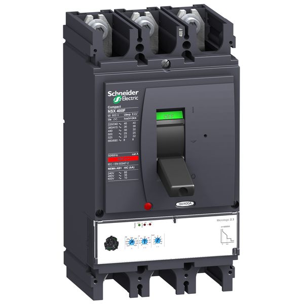 circuit breaker ComPact NSX400F, 36 kA at 415 VAC, MicroLogic 2.3 trip unit 400 A, 3 poles 3d image 2
