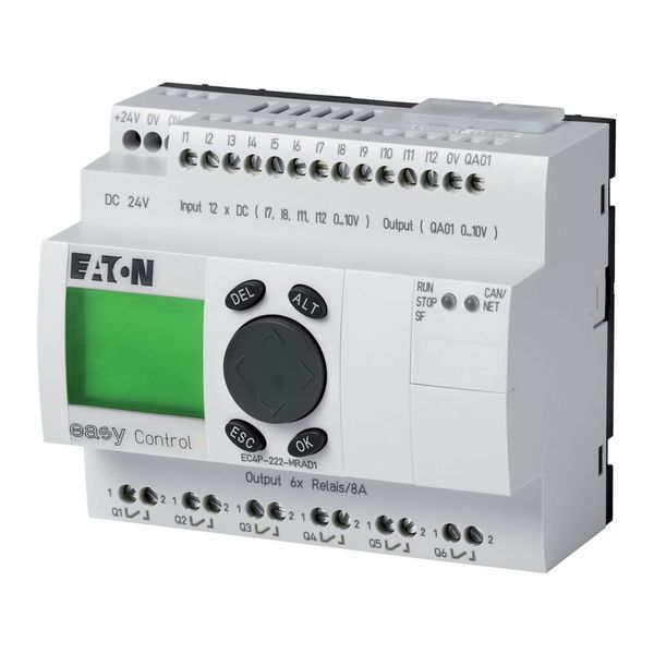 Compact PLC, 24 V DC, 12DI(of 4AI), 6DO(R), 1AO, ethernet, CAN, display image 2