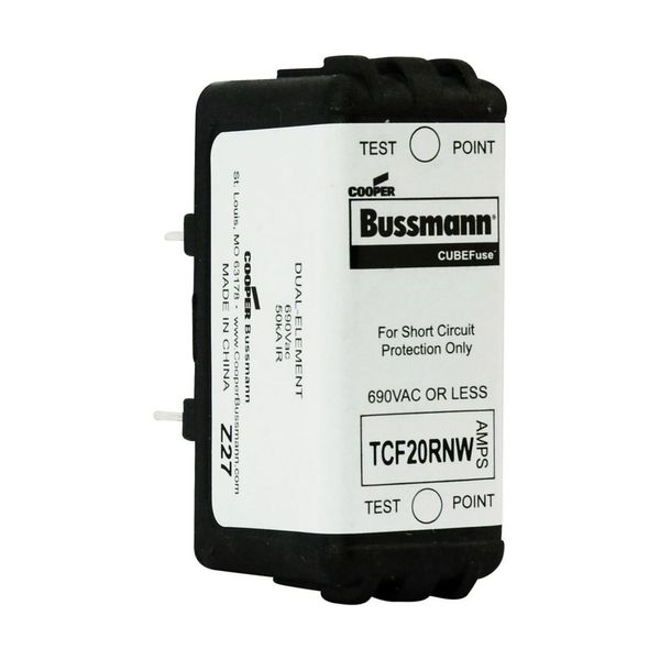 Eaton Bussmann series TCF fuse, Finger safe, 690 Vac, 20A, 50kA, Non-Indicating, Time delay, inrush current withstand, Class CF, CUBEFuse, Glass filled PES image 3