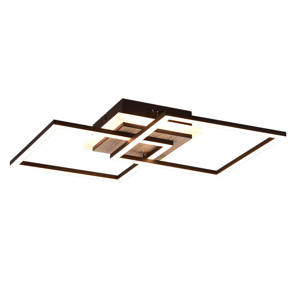 Giro LED ceiling lamp square matt black/wood image 1