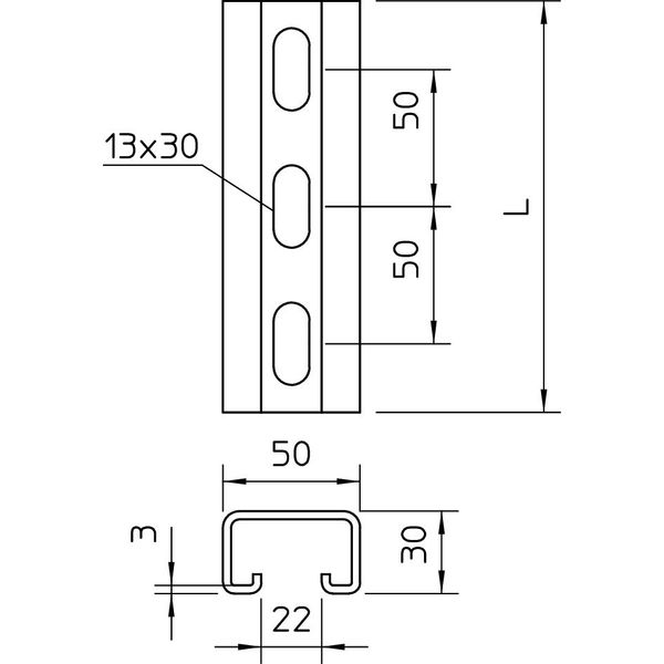 MS5030P6000A2 Profile rail perforated, slot 22mm 6000x50x30 image 2