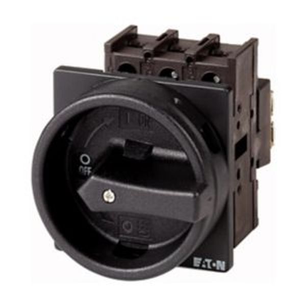 Main switch, P1, 32 A, flush mounting, 3 pole + N, 1 N/O, 1 N/C, STOP function, With black rotary handle and locking ring, Lockable in the 0 (Off) pos image 2