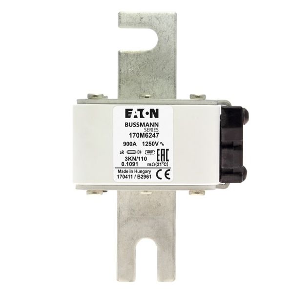 Fuse-link, high speed, 900 A, AC 1250 V, size 3, 76 x 92 x 139 mm, aR, DIN, IEC, single indicator image 2