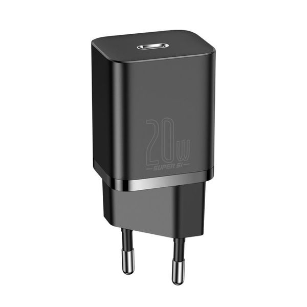 Wall Quick Charger Super Si 20W USB-C QC3.0 PD, Black image 1