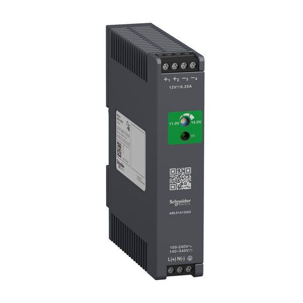 Regulated Power Supply, 100-240V AC, 12V 6.2 A, single phase, Optimized image 3