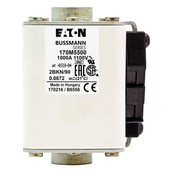 Fuse-link, high speed, 1000 A, AC 1100 V, size 2, 61 x 77 x 91 mm, aR, IEC, UL, single indicator image 2