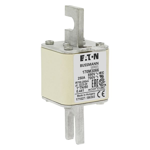 Fuse-link, high speed, 250 A, AC 690 V, compact DIN 1, 45 x 58 x 104 mm, aR, DIN, IEC, single indicator image 17