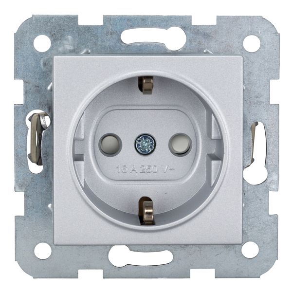 Socket outlet with safety shutter, screw clamps, silver image 2