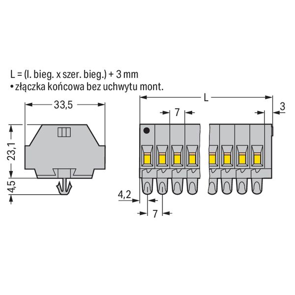 2-conductor terminal strip without push-buttons with snap-in mounting image 5