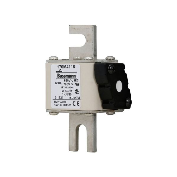 Fuse-link, high speed, 630 A, AC 690 V, DIN 1, 53 x 69 x 108 mm, aR, DIN, IEC, single indicator image 8