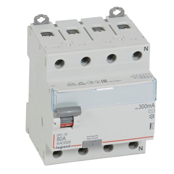 RCD DX³-ID - 4P - 400 V~ neutral right hand side - 80 A - 300 mA - AC type image 1