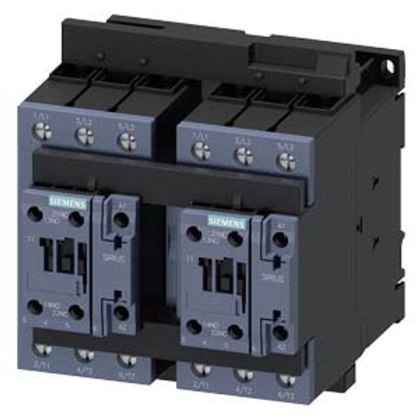 reversing contactor assembly, AC-3e/AC-3, 51 A, 22 kW / 400 V, 3-pole, 110 V AC, image 2