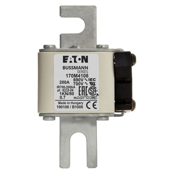 Fuse-link, high speed, 200 A, AC 690 V, DIN 1, 53 x 69 x 108 mm, aR, DIN, IEC, single indicator image 12