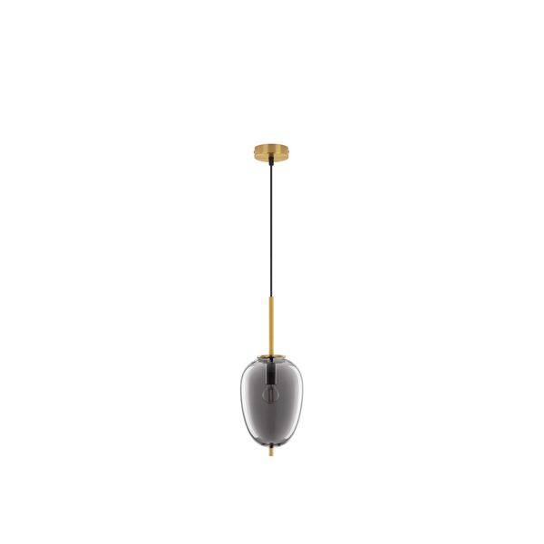 Brass Gold Metal & Smoky Glass  Black Fabric Wire  LED E14 1x5 Watt 230 Volt  IP20 Bulb Excluded Adjustable height image 1