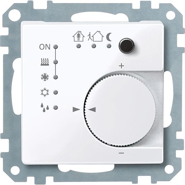 KNX room temperature controller UP/PI with 4-way button interface, active white glossy, system M image 1