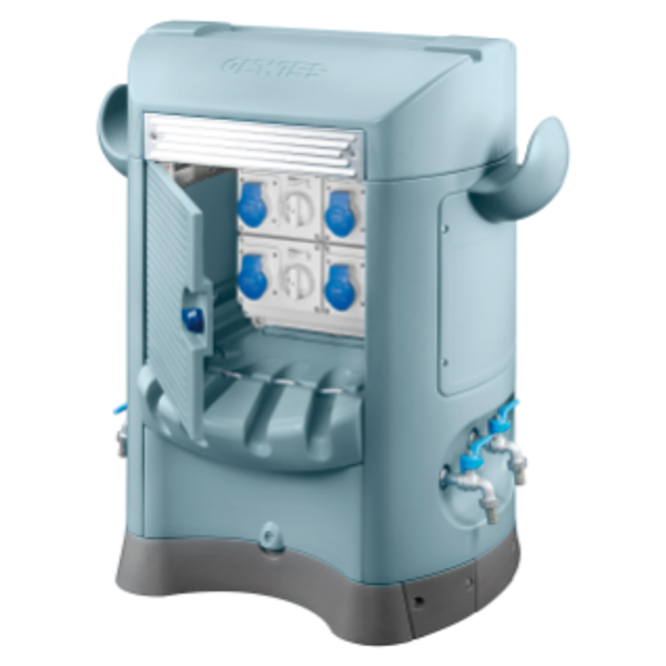 QMC125B - WIRED - SINGLE SIDE TAKE-OFF - 2 SOCKET OUTLET 2P+E 16A + 2 SOCKET OUTLET 3P+N+E 16E - IP44 - LIGHT BLUE image 1
