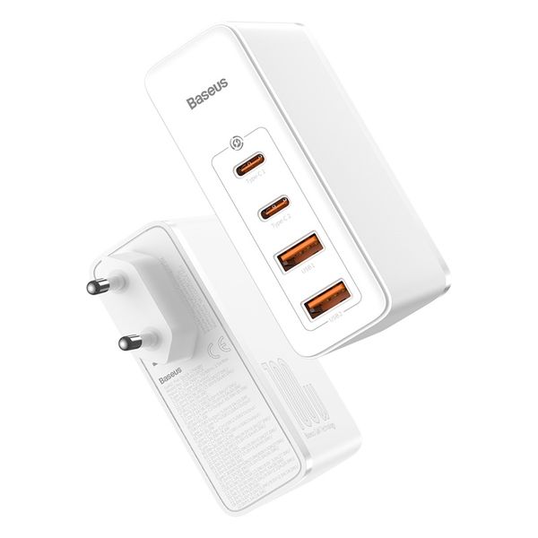 Wall Quick Charger GaN2 Pro 100W 2xUSB + 2xUSB-C QC4+ PD3.0 with USB-C Cable, White image 5