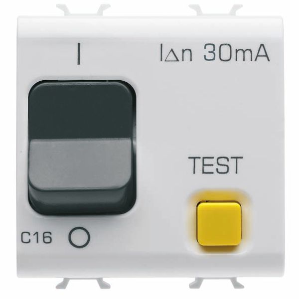 RESIDUAL CURRENT BREAKER WITH OVERCURRENT PROTECTION - C CHARACTERISTIC - CLASS A - 1P+N 16A 230Vac 30mA - 2 MODULES - GLOSSY WHITE - CHORUSMART image 2