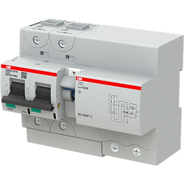 Residual current breaker RCBO DS800 range 50kA, 2P, curve C, 125A, 30m image 1