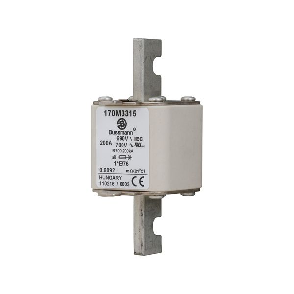 Fuse-link, high speed, 200 A, AC 690 V, compact size 1, 45 x 59 x 102 mm, aR, IEC, UL, visual indicator image 16