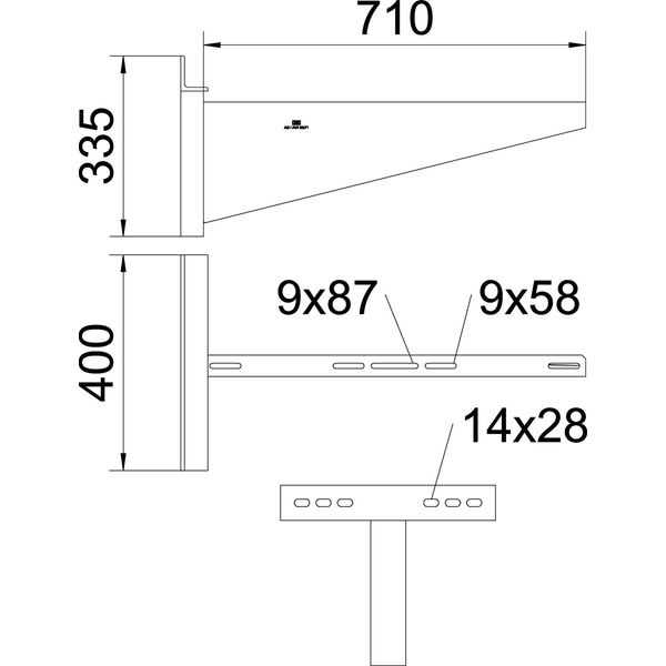 AWSS 71 FT Wall bracket heavyweight type B710mm image 2