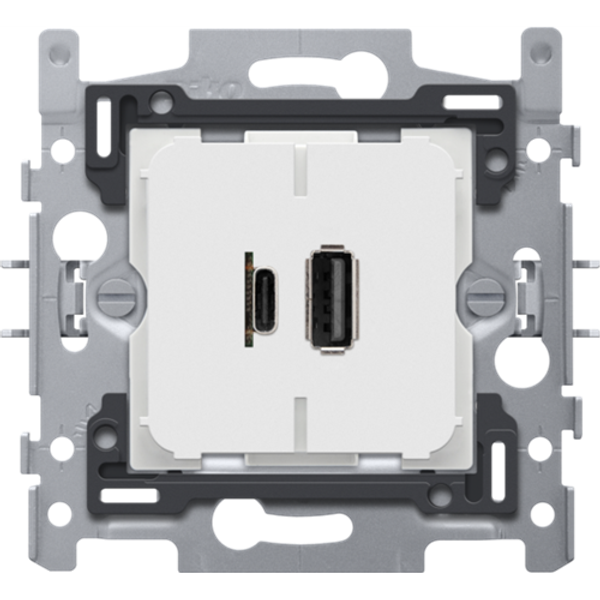 Dual smart USB-A and USB-C charger, base 60x71, claw fixing image 1