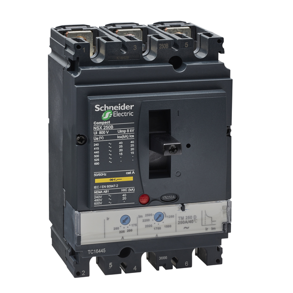 circuit breaker ComPact NSX250B, 25 kA at 415 VAC, TMD trip unit 250 A, 3 poles 3d image 4