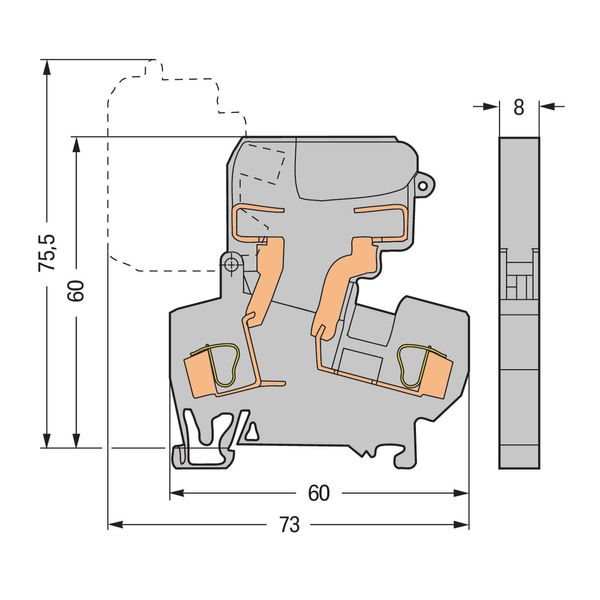 2-conductor fuse terminal block with pivoting fuse holder for 5 x 20 m image 1