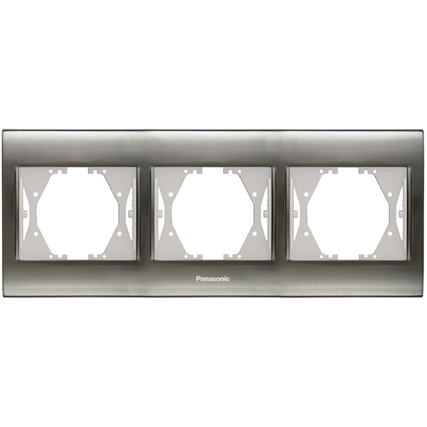 Thea Blu Accessory Inox + White Three Gang Frame image 1