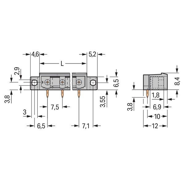 THT male header 1.2 x 1.2 mm solder pin angled gray image 3