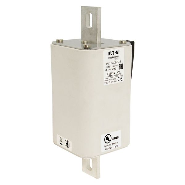 Fuse-link, high speed, 315 A, DC 1500 V, 3L, 75 x 205 mm, gPV, IEC, UL, with indicator, bolted contacts image 15