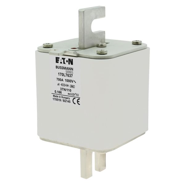 Fuse-link, high speed, 700 A, AC 1000 V, Size 3, 76 x 90 x 141 mm, aR, DIN, IEC, single indicator image 6