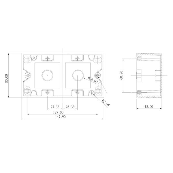 Wallmount-Box W148 x H45 x D80 mm for HSEMDR4W0F, RAL9010 image 3