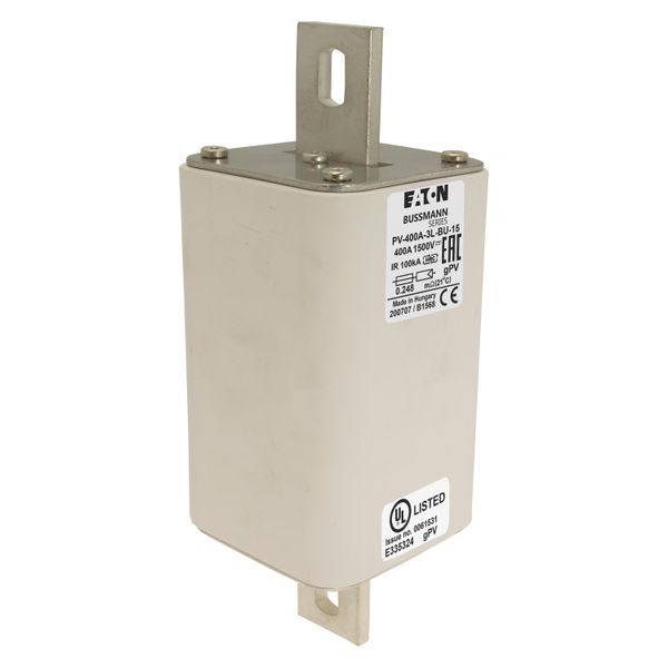 Fuse-link, high speed, 400 A, DC 1500 V, 3L, 75 x 205 mm, gPV, IEC, UL, without indicator, bolted contacts image 24