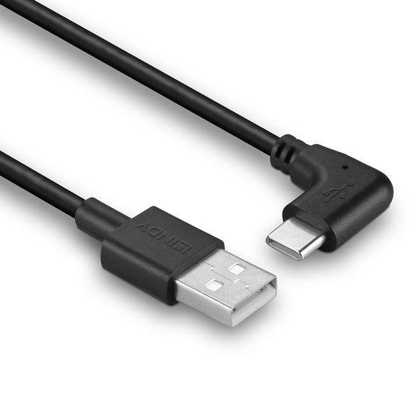 1m USB 2.0 Type A to C Cable, 90° Right Angle USB Type A Male to C Male image 2