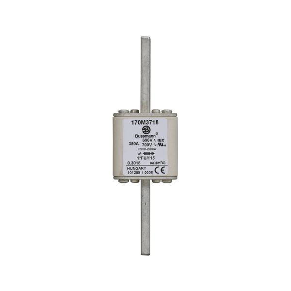 Fuse-link, high speed, 350 A, AC 690 V, compact size 1, 45 x 45 x 148 mm, aR, IEC, UL image 4