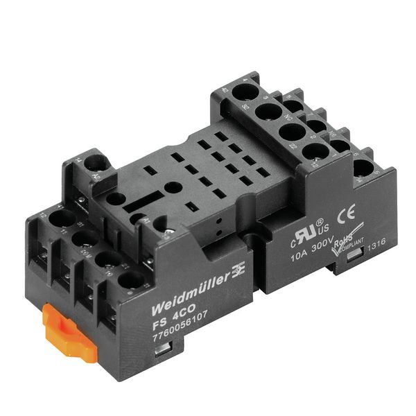 Relay socket, flat design, IP10, 4 CO contact , 10 A, Screw connection image 1