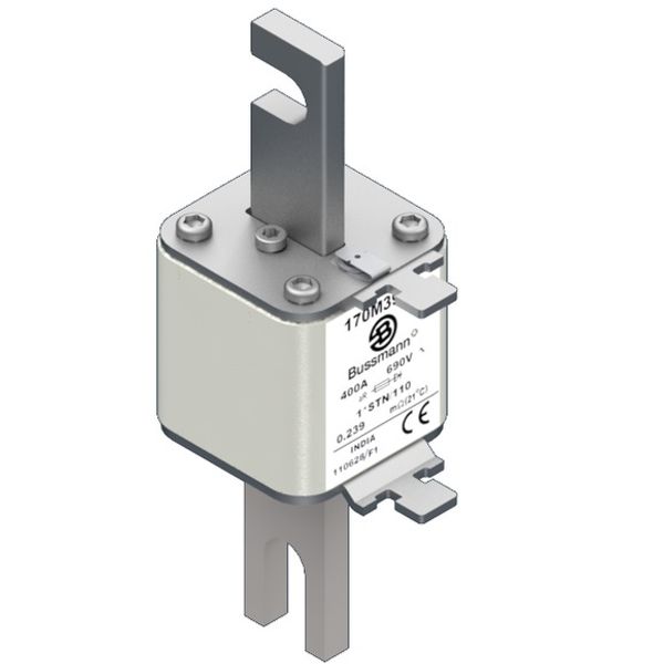 Fuse-link, high speed, 400 A, AC 690 V, compact size 1, 43 x 59 x 141 mm, aR, DIN, IEC, visual indicator image 2