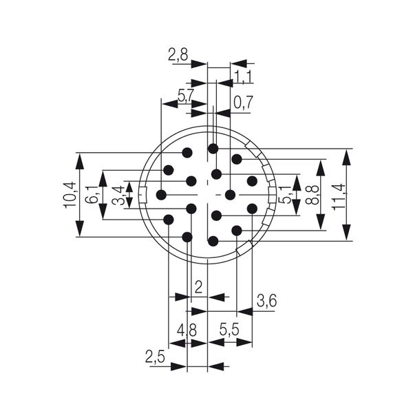 contact insert (circular connector), Solder-in pin, 10 mm, Print conta image 1