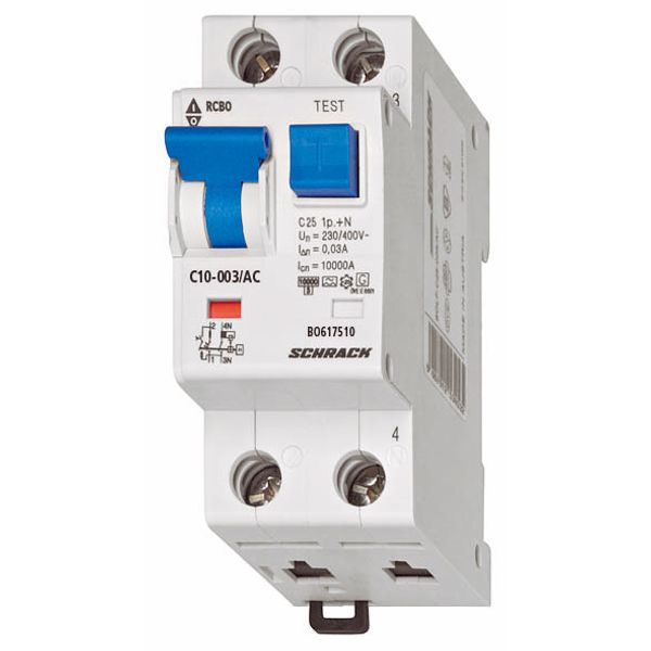 Combined MCB/RCD (RCBO) C10/1+N/30mA/Type AC image 1