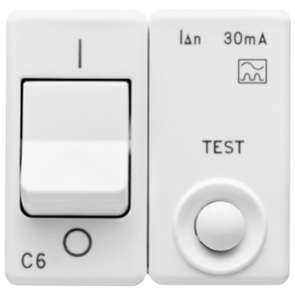 RESIDUAL CURRENT MINIATURE CIRCUIT BREAKER - 230V ac - CLASS A - 1P+N 6A 3kA 30mA CHARACTERISTIC C - 2 MODULES - SYSTEM WHITE image 1