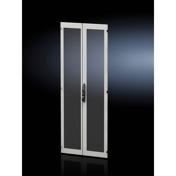 Sheet steel door, vertically divided, vented for VX IT, 800x2000 mm, RAL 7035 image 4
