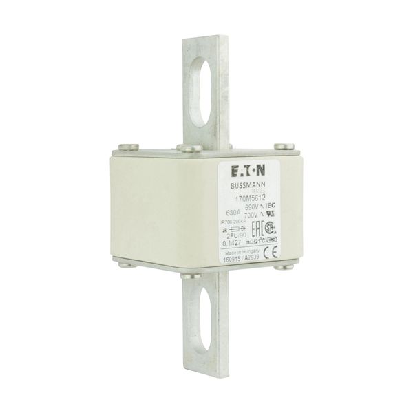 Fuse-link, high speed, 630 A, AC 690 V, size 2, 61 x 77 x 135 mm, aR, IEC, UL, no indicator, 90 mm centres image 3