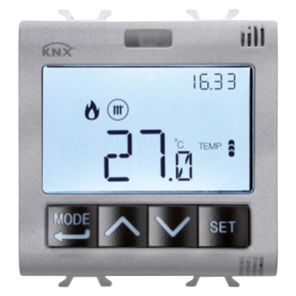 THERMOSTAT WITH HUMIDITY MANAGEMENT - KNX - 2 MODULES - TITANIUM - CHORUS image 1