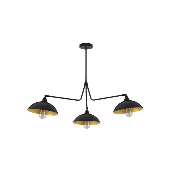 Sandy Black Metal Outside  Gold Metal Inside  LED E27 3x12 Watt 230 Volt  IP20 Bulb Excluded  D: 113 H: 70 cm Fixed height Adjustable image 1