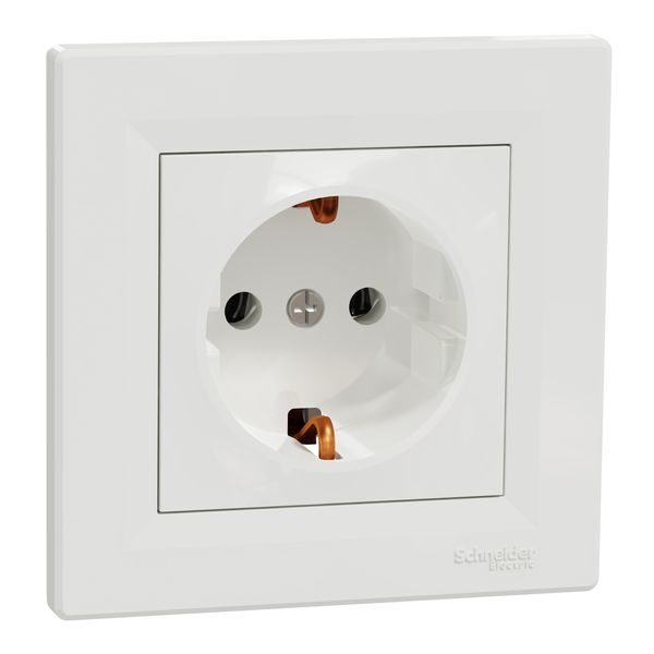 Asfora - single socket outlet with side earth - 16A white image 3