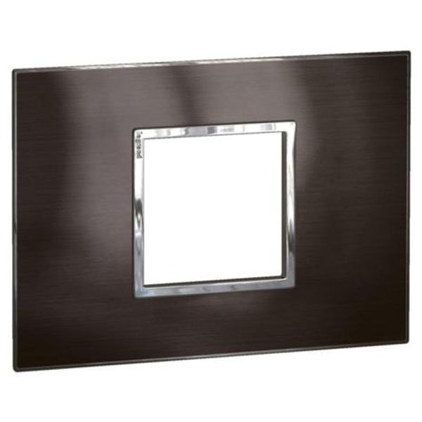 Arteor™ - Italian / US standard plate square version 2 modules - Brushed Metal - Black image 1