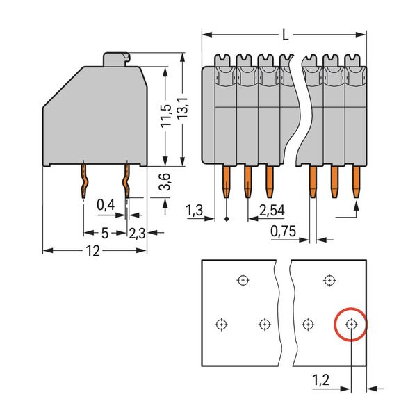 PCB terminal block push-button 0.5 mm² orange image 2