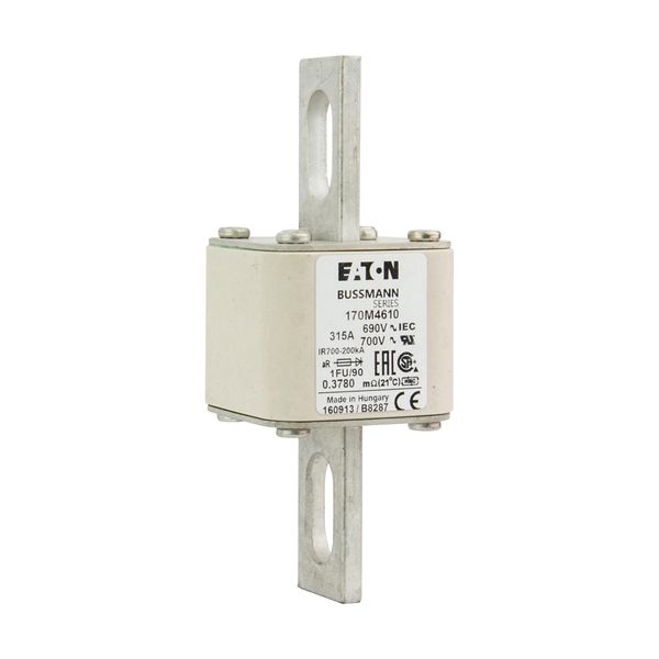 Fuse-link, high speed, 315 A, AC 690 V, size 1, 53 x 69 x 136 mm, aR, IEC, UL, no indicator, 90 mm centers image 12