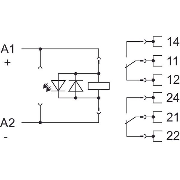 Relay module Nominal input voltage: 48 VDC 2 changeover contacts gray image 3